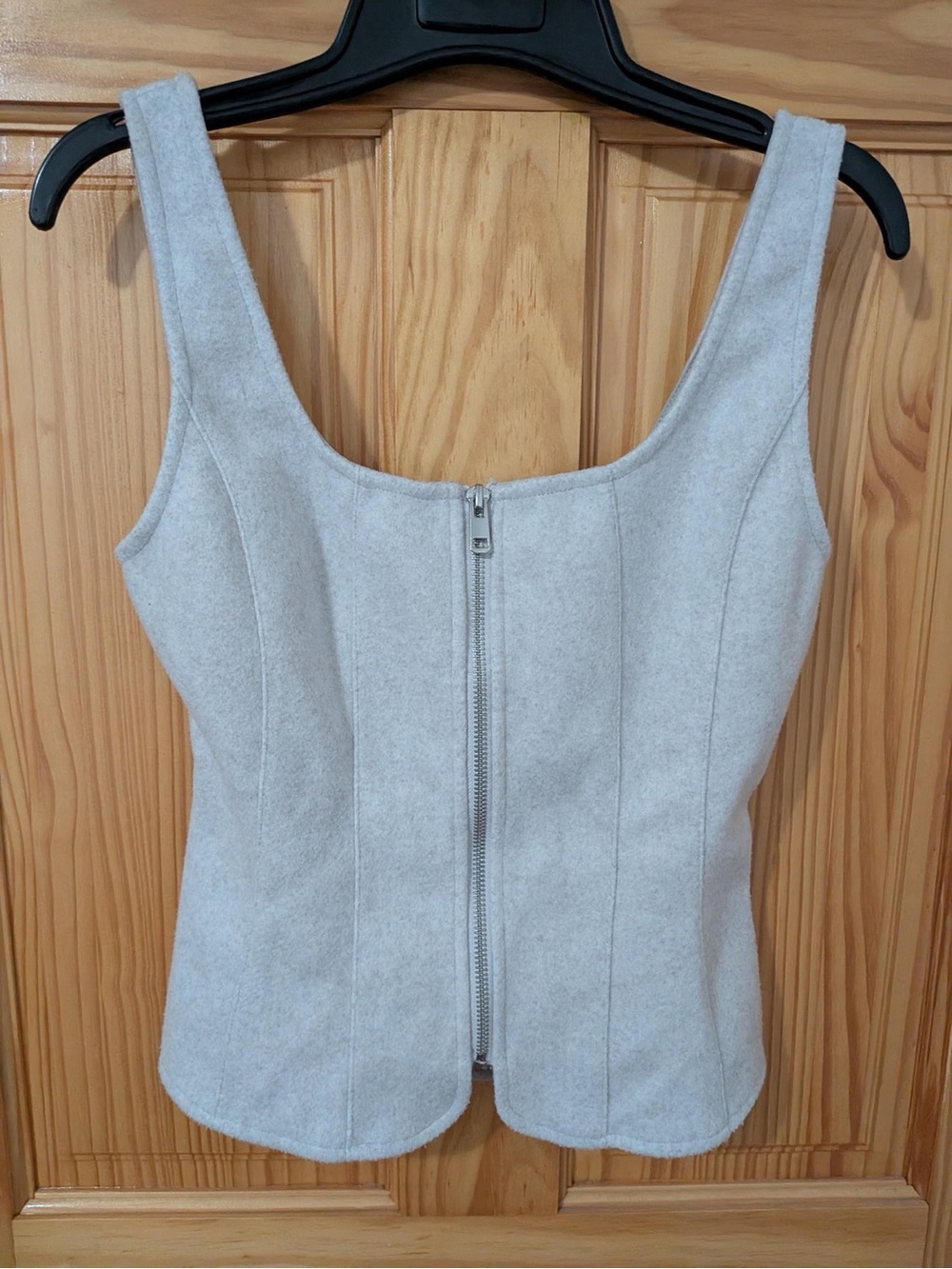 Zara Gray Structured Zip Front Corset Tank Top Size Small